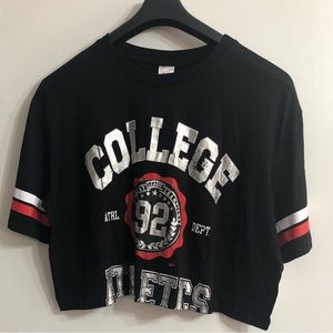 Crop top crewneck active screen short sleeves black for woman. XXL(19)